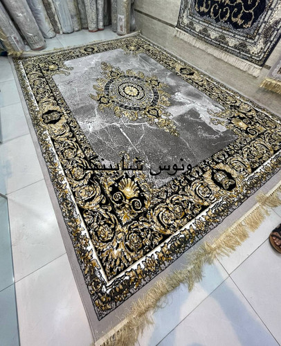 فرش طرح وینتج ژیوا نقره ای 700 شانه تمام نخ